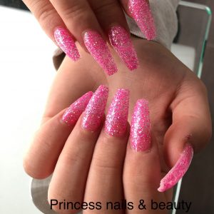 Pink Glittering Nail Design